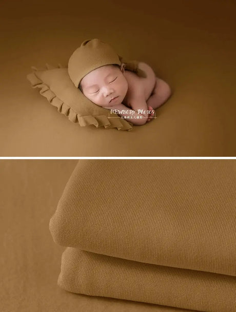 Newborn soft wrap blanket in neutral tone, perfect for unisex photography accessories; gentle on baby skin.