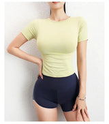 Women Compression T-Shirt Seamless Short Sleeve Gym Top