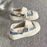 Women Canvas Shoes Thick Sole White Sneakers