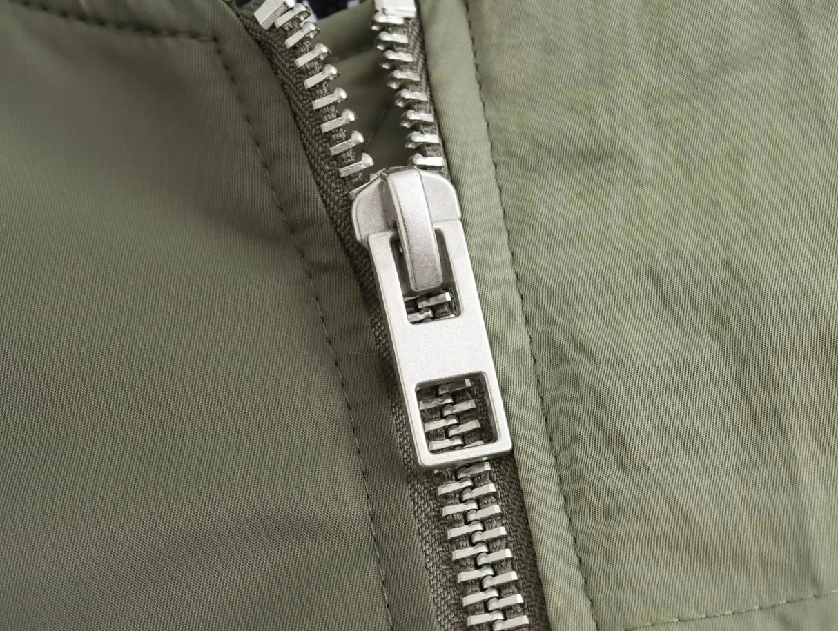 Oversized Army Green Bomber Jacket