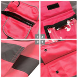 Close-up of Hi-Vis Pink Safety Vest showcasing pockets, zippers, and reflective stripes, ideal for workwear and safety.