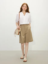 Women Pleated Office Relaxed Fit Blouse