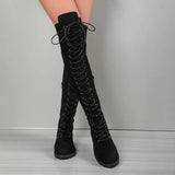 Suede Over Knee Lace-up Boots – Flat Non-Slip 2025