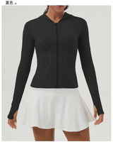 Women Slim Fit Hooded Fitness Jacket