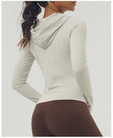 Women Slim Fit Hooded Fitness Jacket