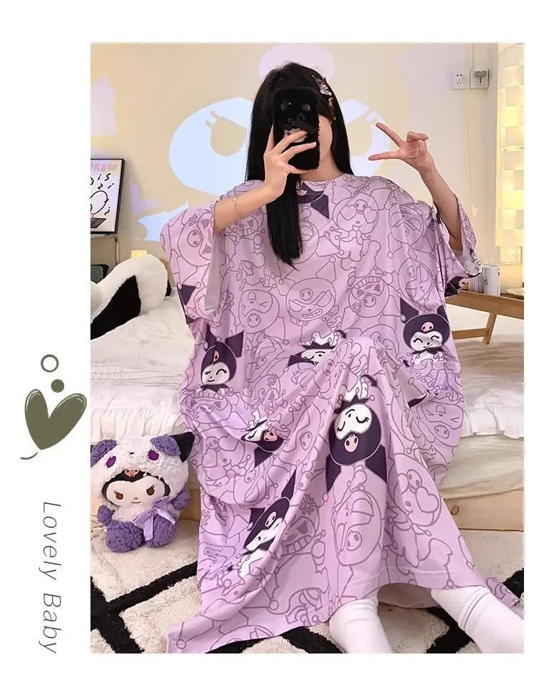 Women Cartoon Print Long Nightgown