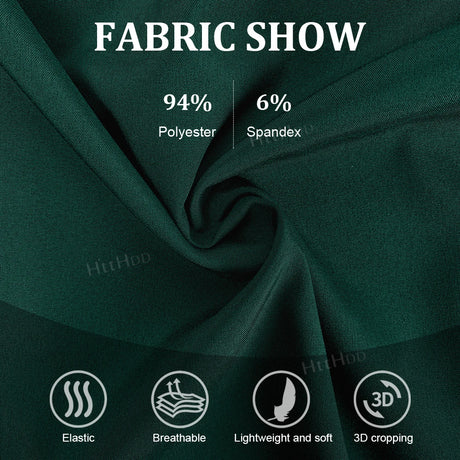 Fabric composition of Nurse Dental Scrubs Set, showing 94% polyester and 6% spandex, with features like breathability and elasticity.