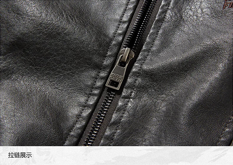 Men's Plus Size PU Motorcycle Suit – Fleece Jacket