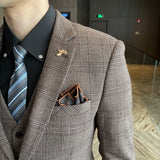 Men Plaid 3-Piece Business Suit