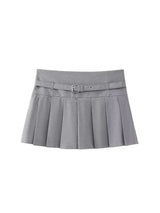Women's Pleated Belted Skort Shorts