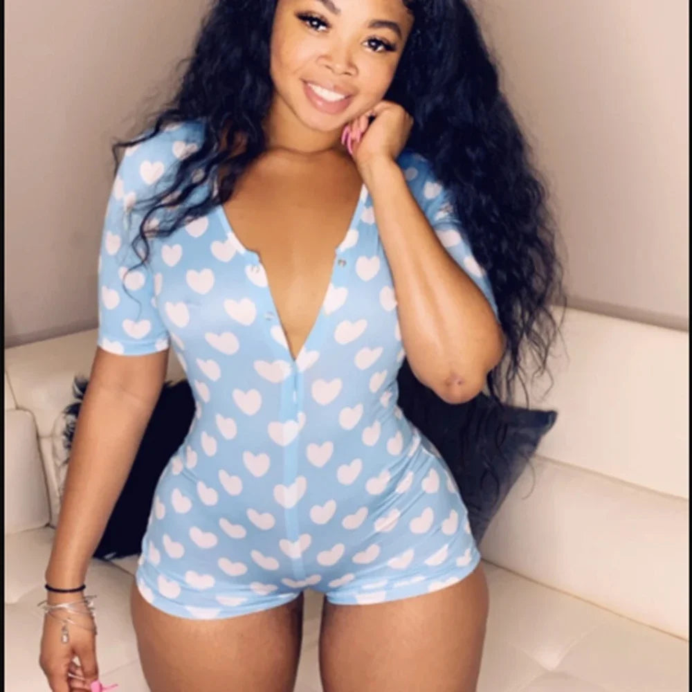 LoveNest™ – Deep V Pajama Jumpsuit (Romantic, Soft & Sleep-Ready)