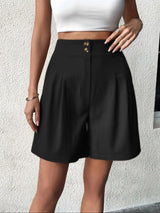 Women Plus Size Pleated High Waist Shorts