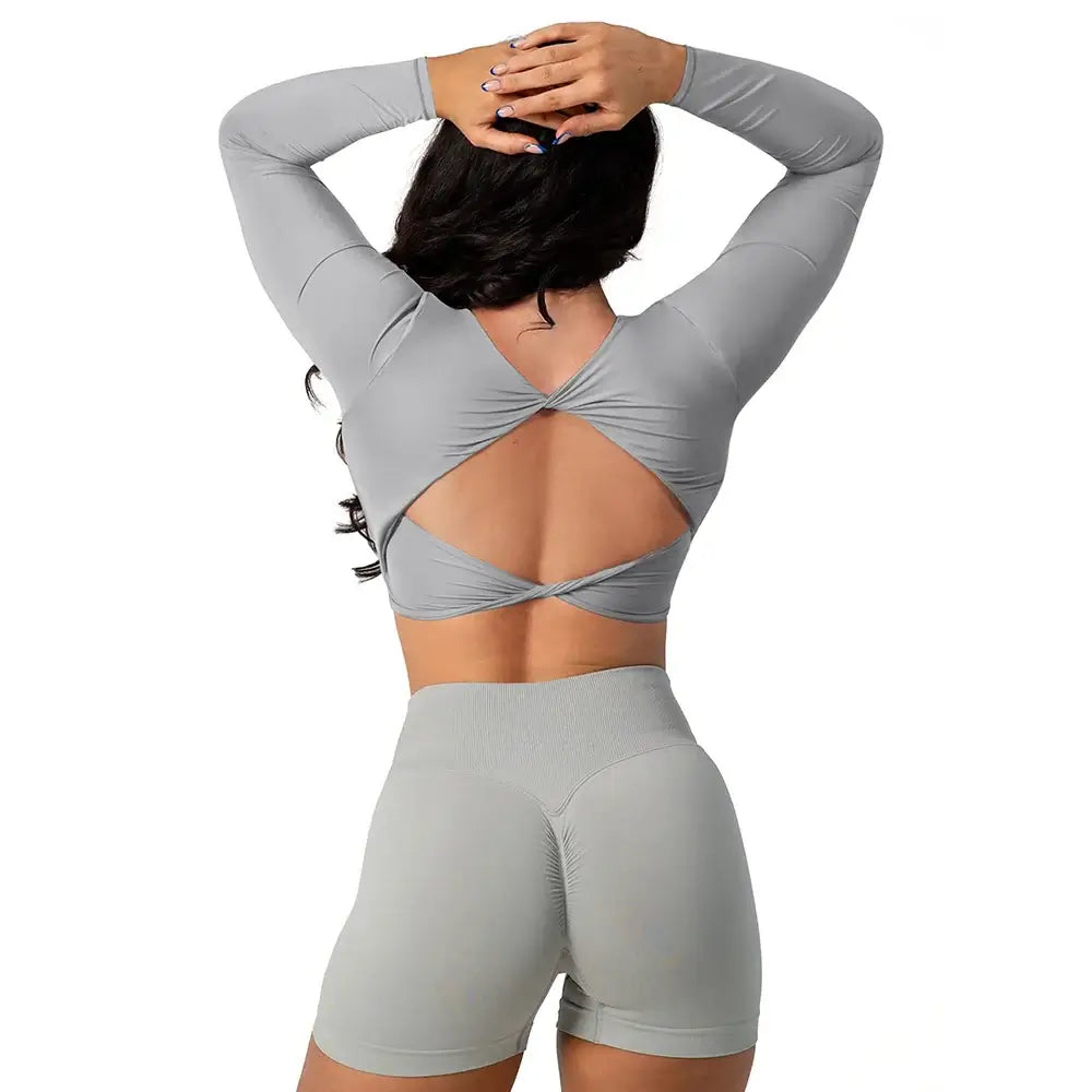 Women Open Back Long Sleeve Yoga Top