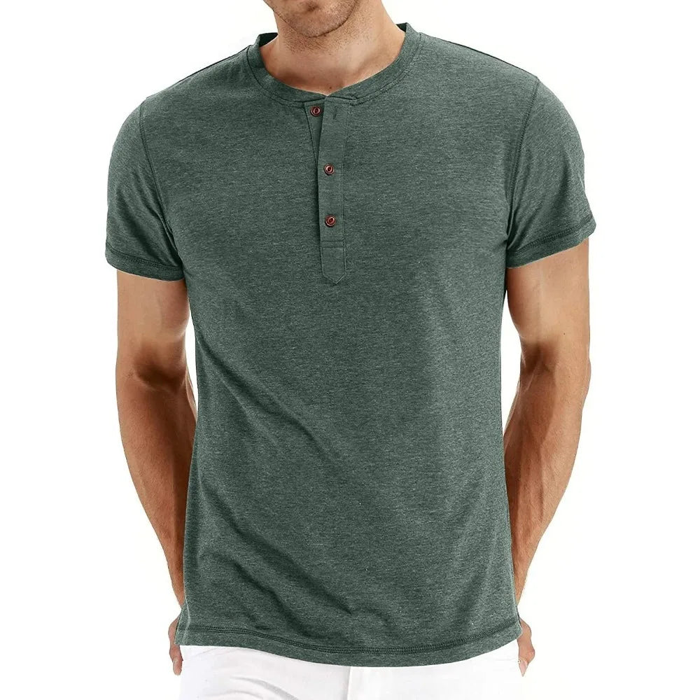 Men Cotton Henley T-Shirt