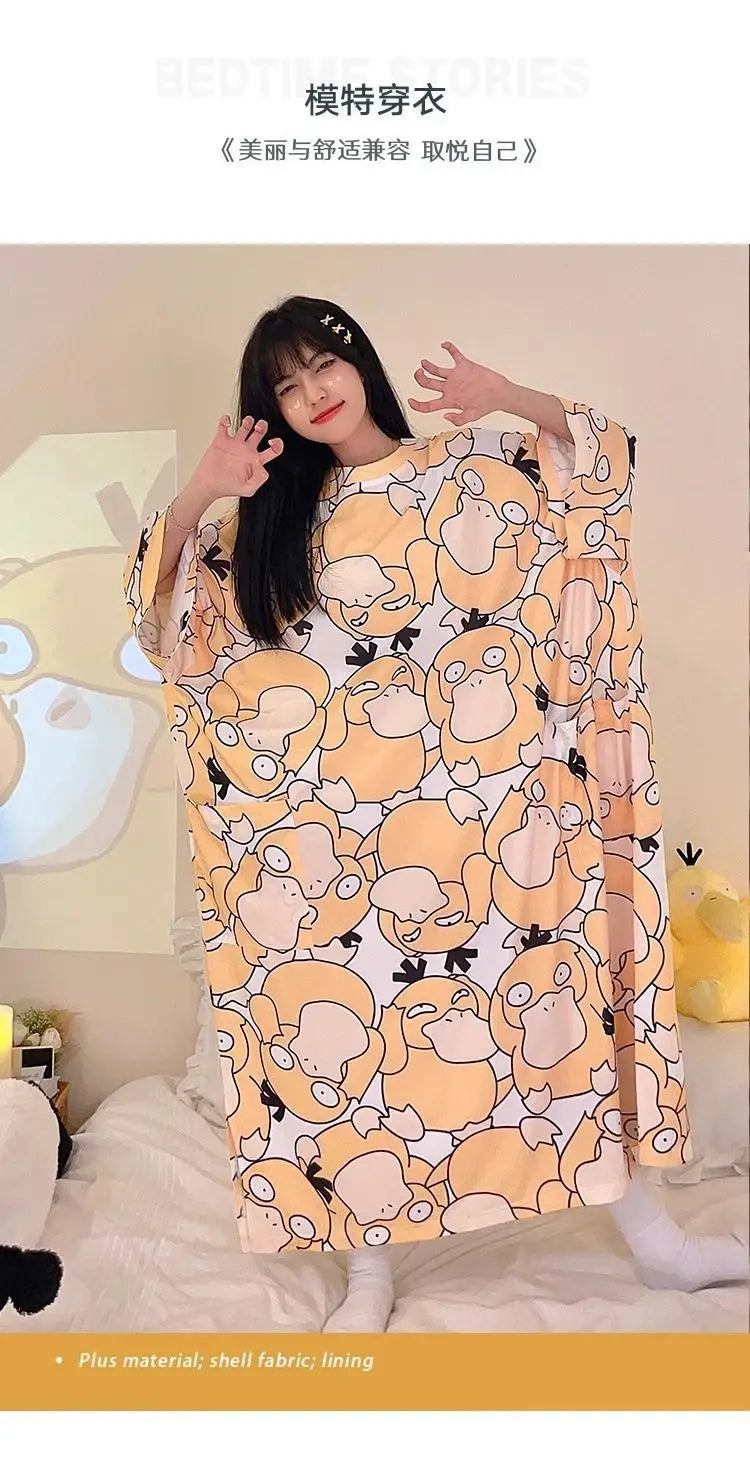 Women Cartoon Print Long Nightgown