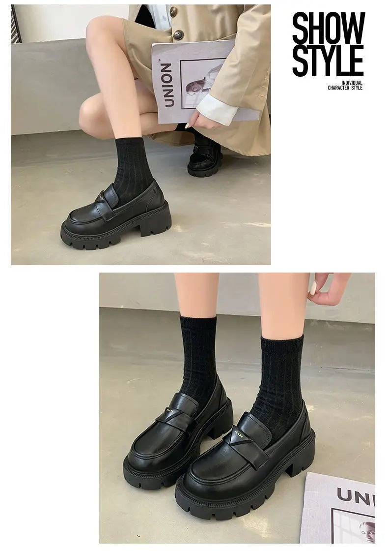 Women’s Office Black Loafers Low Heel Shoes