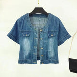 Women’s Y2K Cropped Halter Denim Jacket