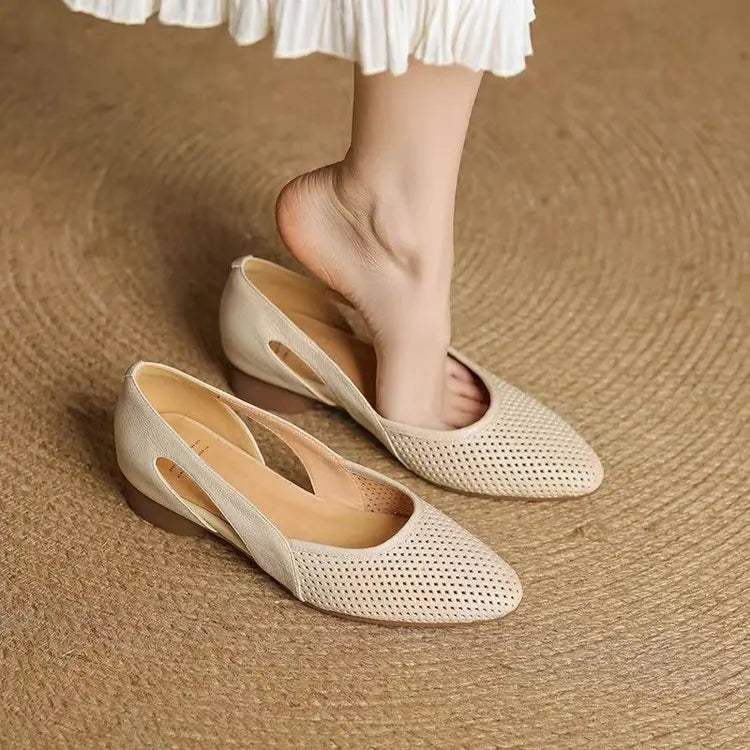 Perforated Pointed Toe Pumps – Breathable & Stylish 2025