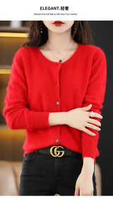 Women Mink Cashmere Knit Cardigan