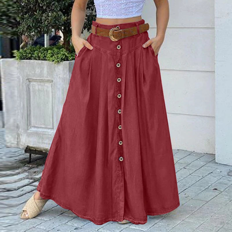 Women Buttoned Cargo Skirt