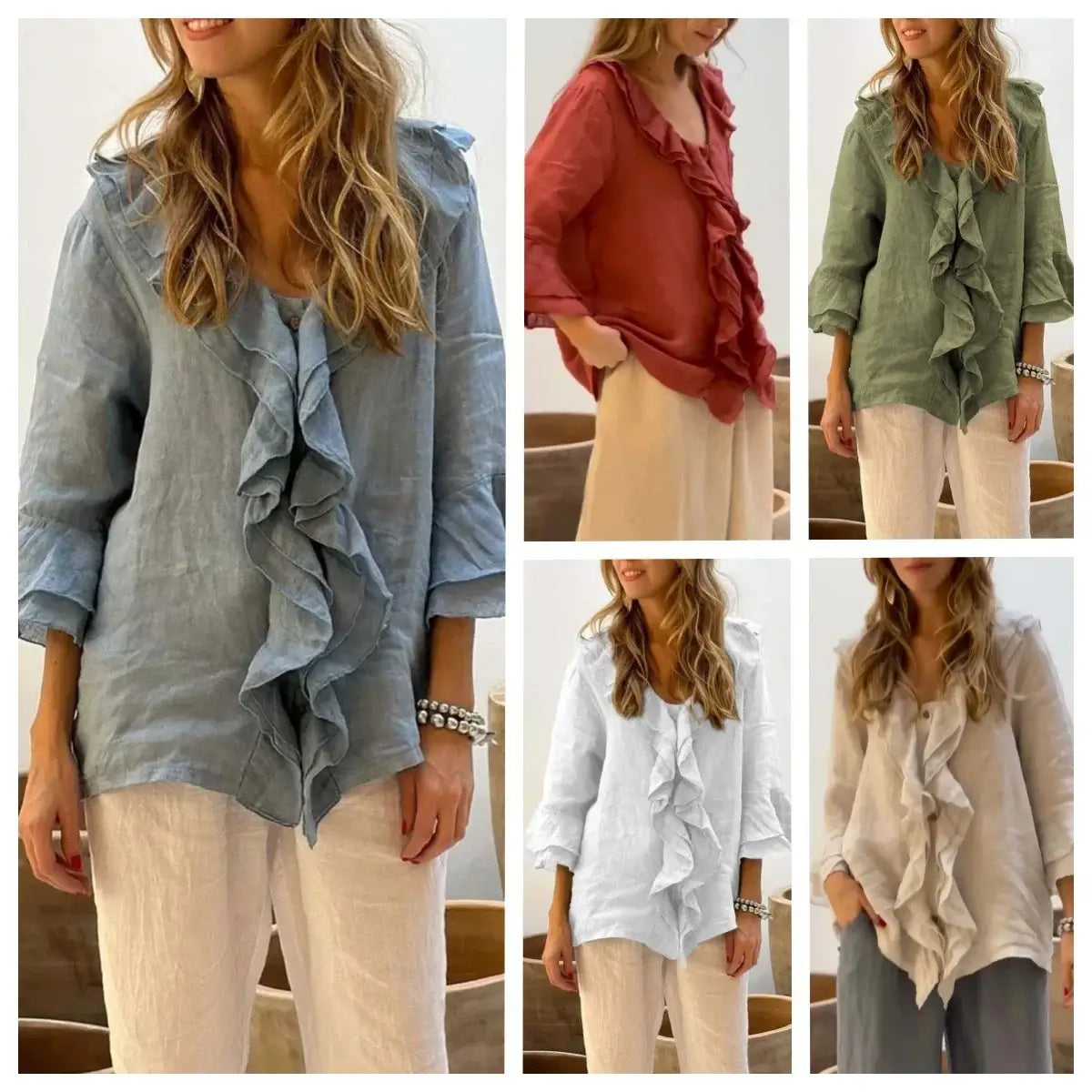 Women Ruffle Button Knit Cardigan
