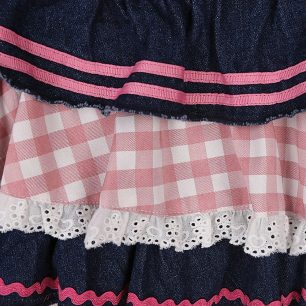 LolitaBall™ – Lace Skater Skirt (Sweet Harajuku Kawaii Denim Skirt)