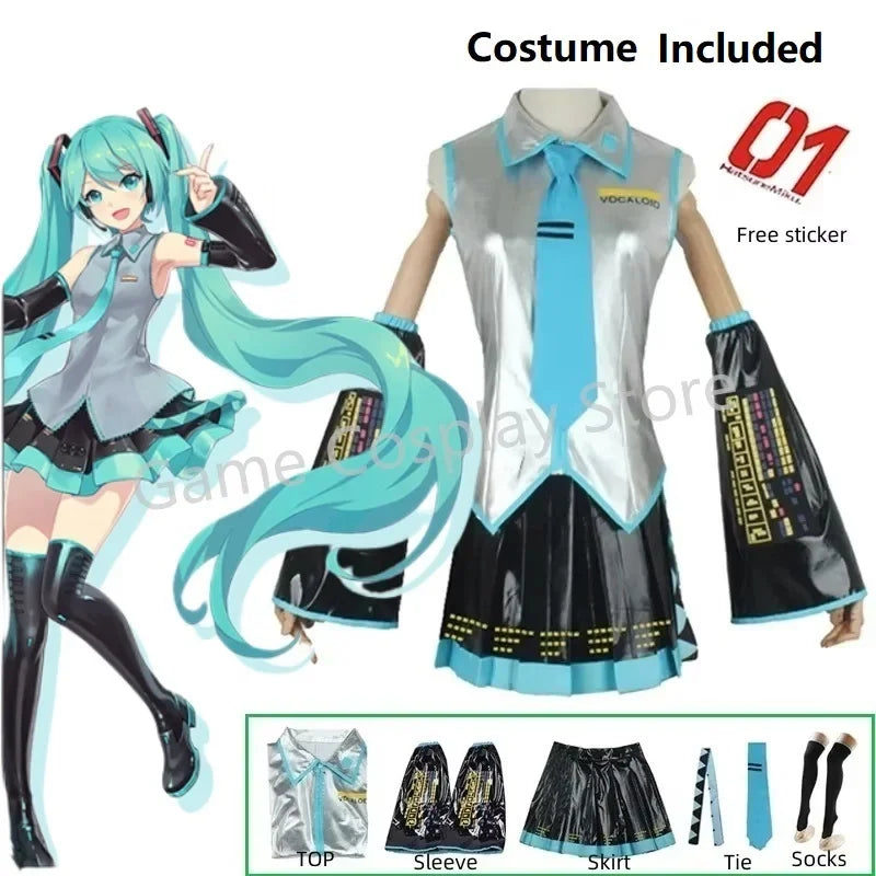 Hatsune Miku Silver Leather Cosplay Costume