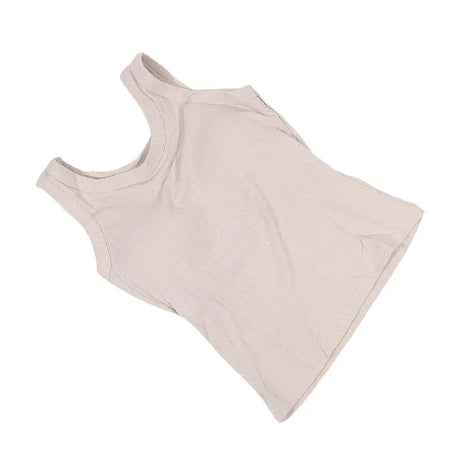 SlimCotz™ padded cotton spaghetti camisole in light beige, summer slim fit, breathable women's vest.