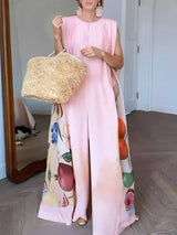 TropiLuxe™ – Fruit Print Summer Jumpsuit (Wide Leg, Colorful & Lightweight)