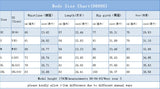 Body size chart for velvet strapless lace-up bodysuit nightwear showing measurements in cm and inches for various sizes.