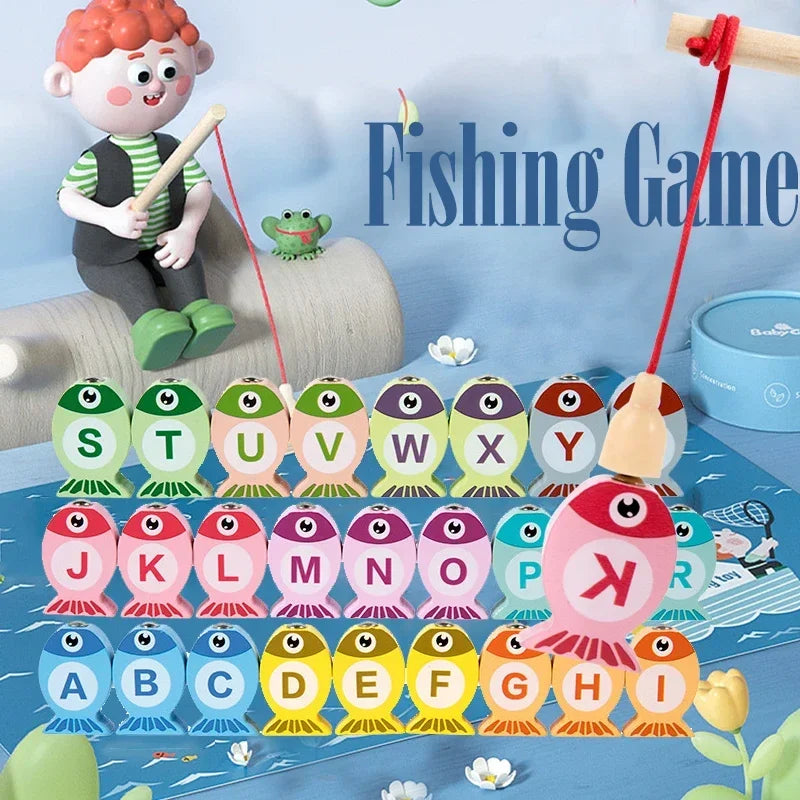 Wooden Alphabet Fishing Game Toy
