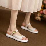 Women Minimalist White Slide Sandals