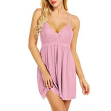 Women Plus Size Lace Nightgown Sexy Deep V Sleepwear