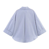 Women Striped Oversize Shirt Blouse