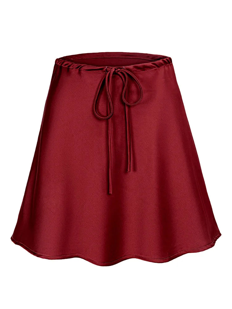 Women Satin Silk Mini Skirt