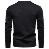Men Cotton Henley Long Tee