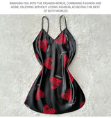 Women Satin Mini Slip Nightdress V-Neck Sleepwear