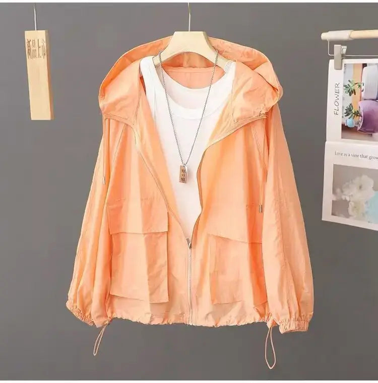 Women Lightweight Hooded Windbreaker