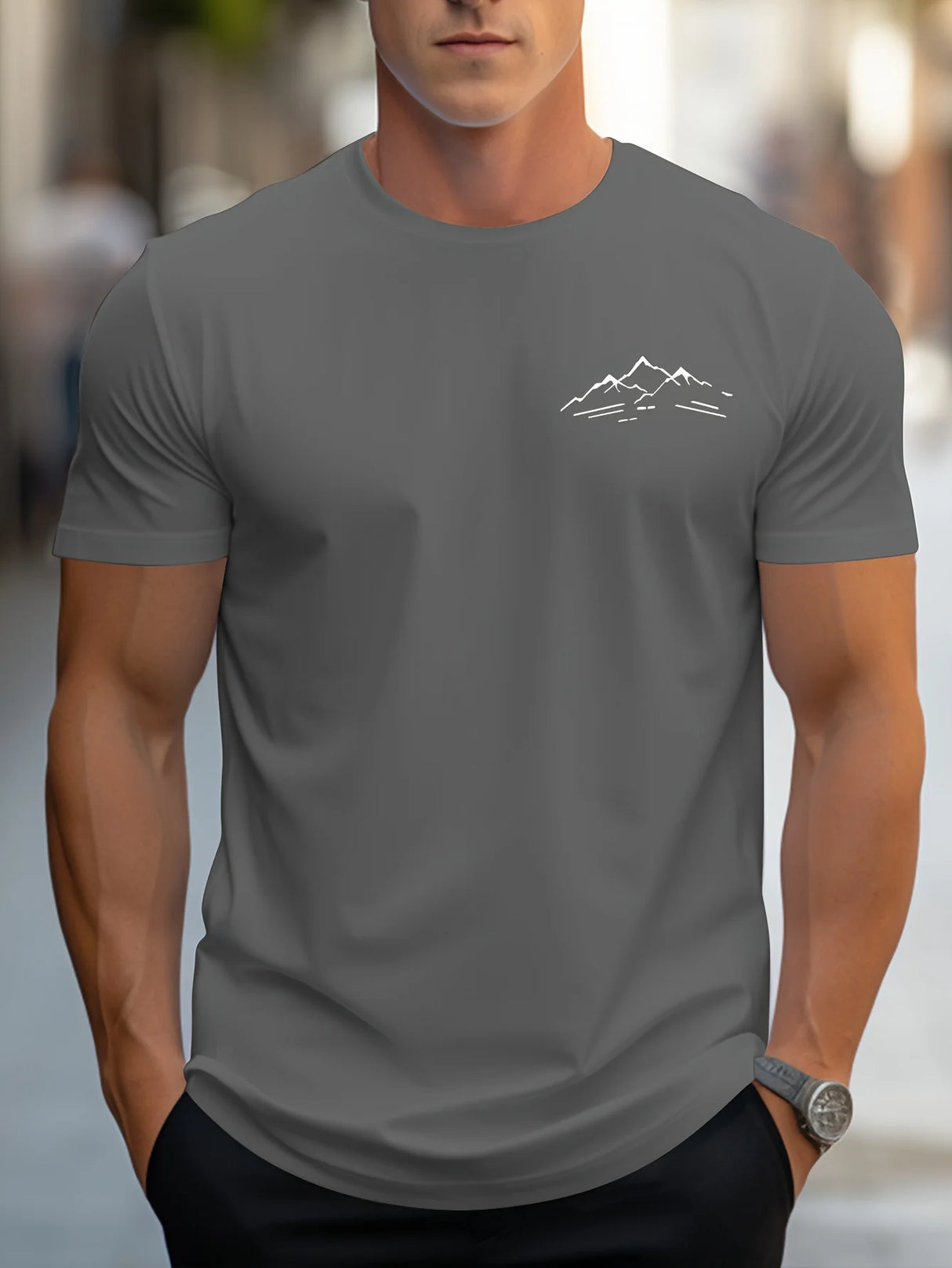Men Mountain Print Tee