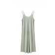 Sleeveless strap maternity dress in light green, casual summer style, perfect for outdoor wear.