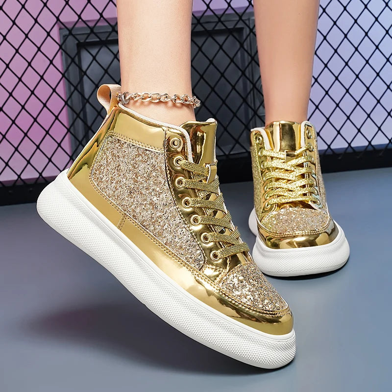 Pink Bling High Top Fashion Skate Shoes