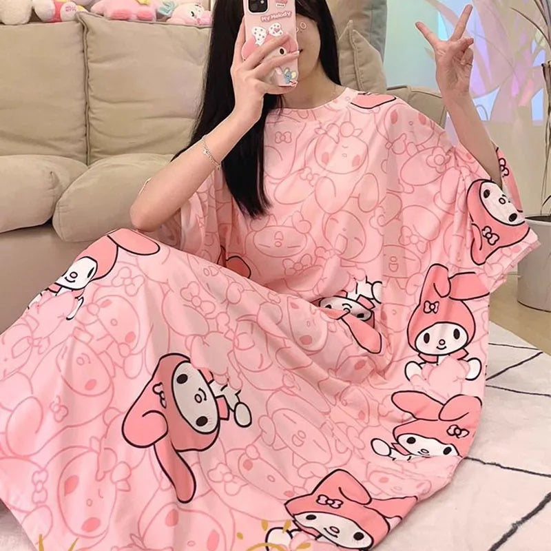 Women Cartoon Print Long Nightgown