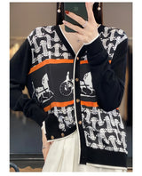 Women's Silk Print Wool Cardigan