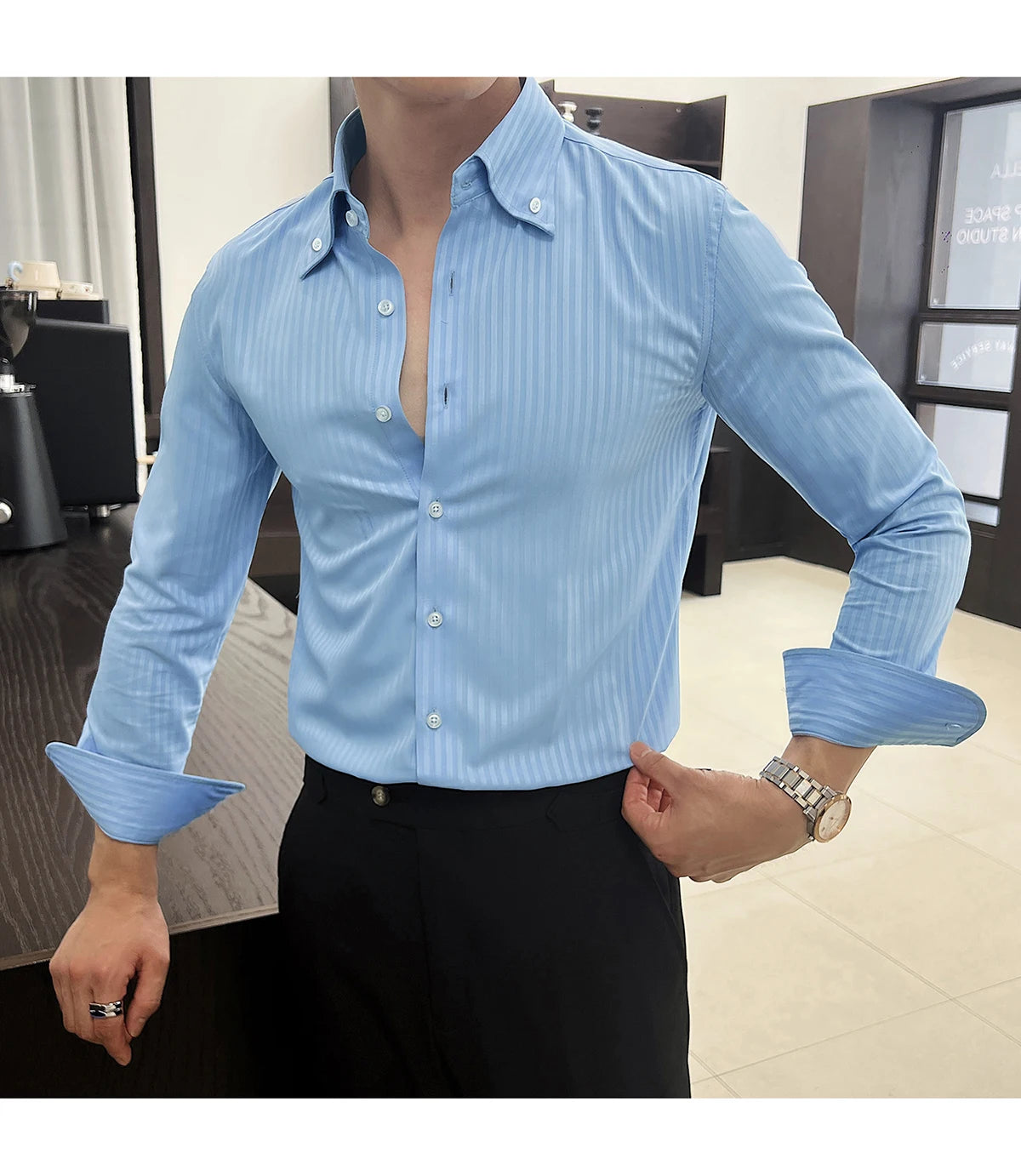 Men Slim Striped Shirt
