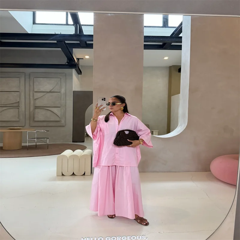 Women Cotton Wide Leg Pant Set