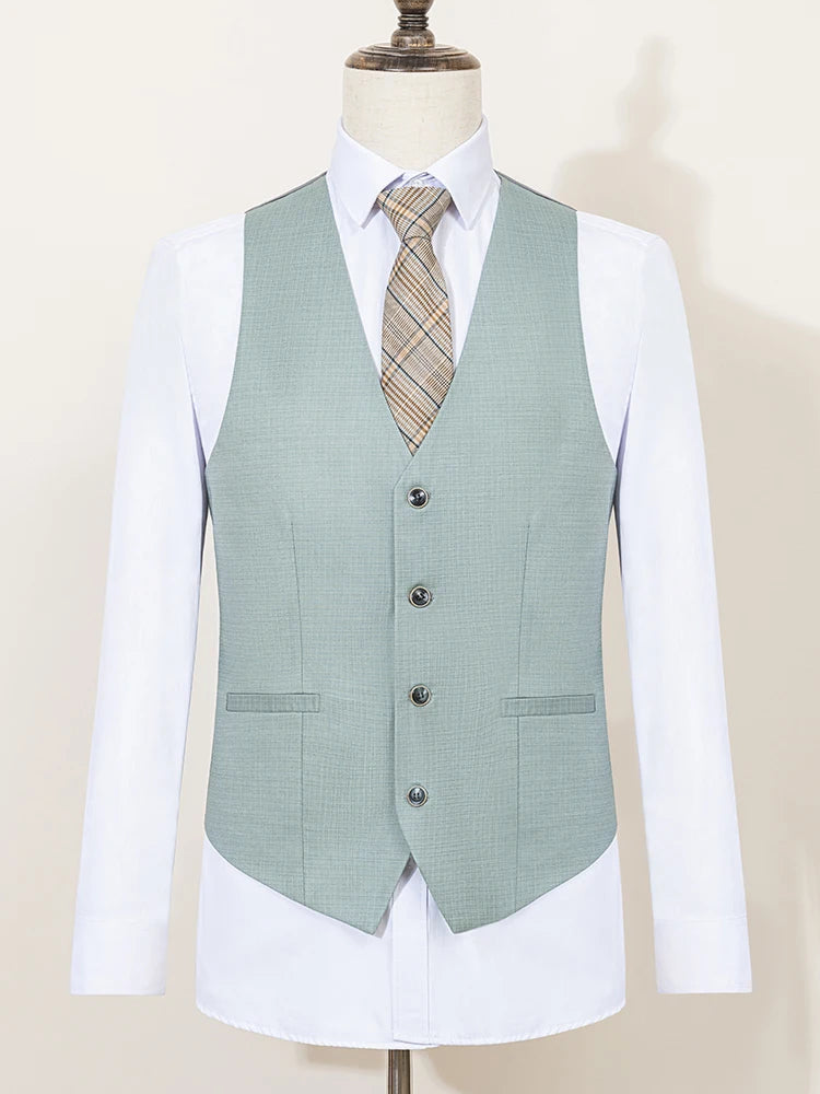 Men Slim Fit Green Summer Suit