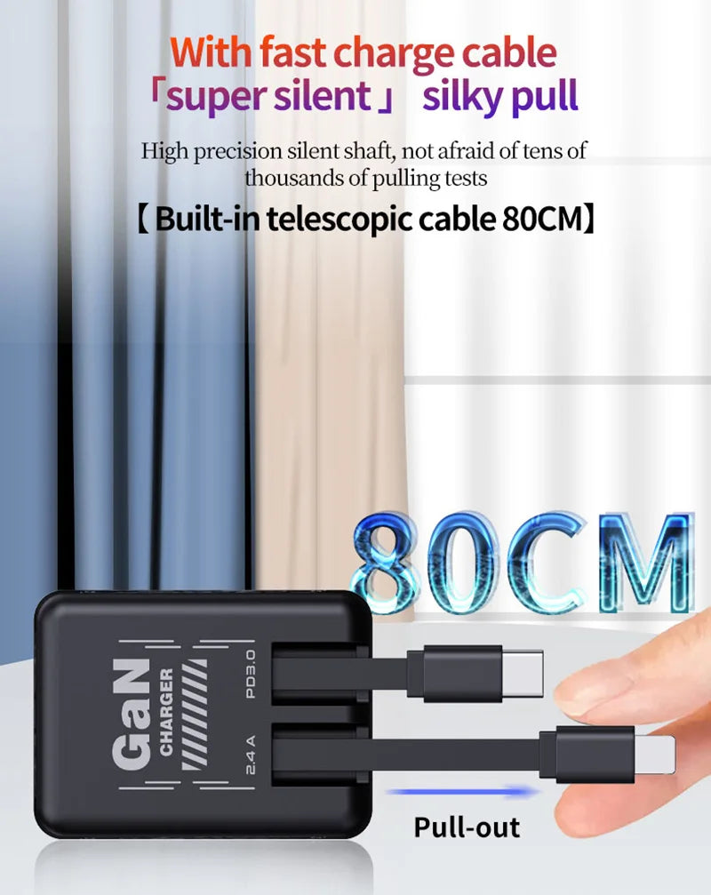 120W Fast Charger with Type-C & Lightning Cable