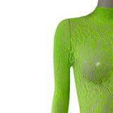 Women Lace Fishnet Long Sleeve Jumpsuit