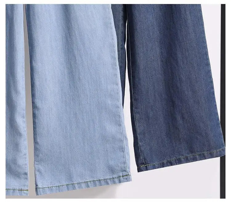 Women Ice Silk Wide Leg Jeans