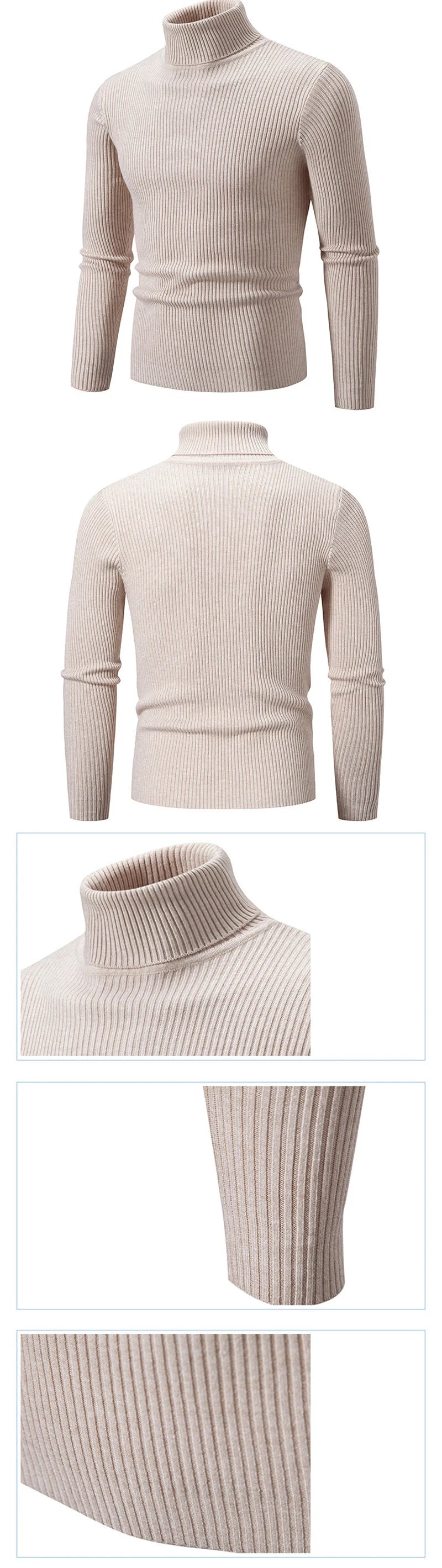 Men's Oversized Striped Turtleneck Sweater